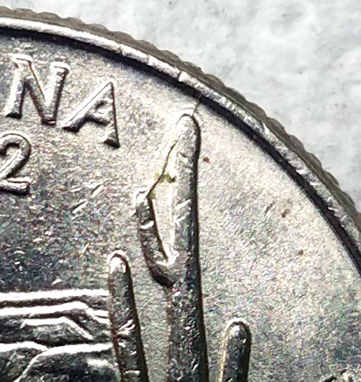 2008-P-Washington-Arizona-Quarter-Spiked-Cactus-Die-Break-On-Reverse